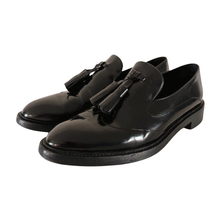 Burberry Prorsum Halsmoor Black Leather Tassel Loafers Women Size 39 Iob